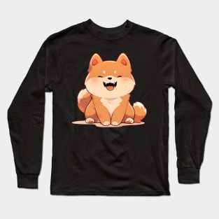 Cute Shiba Inu in Anime Aesthetic Long Sleeve T-Shirt